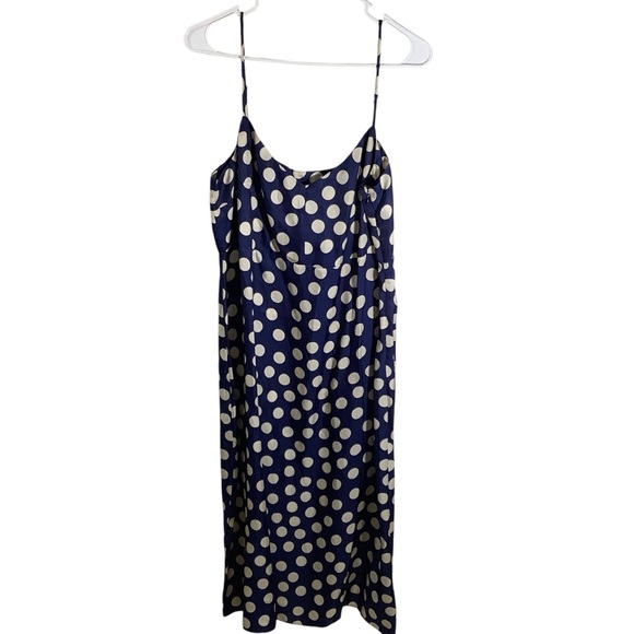J. Crew Dresses & Skirts - J. Crew Collection Navy Satin Polka Dot Natasha Slip Dress